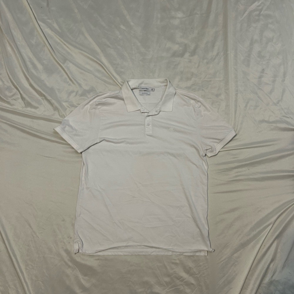 Calvin Klein Smooth Cotton Polo Shirt – White (Men’s Large)